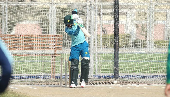 Pakistan batter Babar Azam seen amid practice on February 4, 2025.— Facebook@PakistanCricketBoard