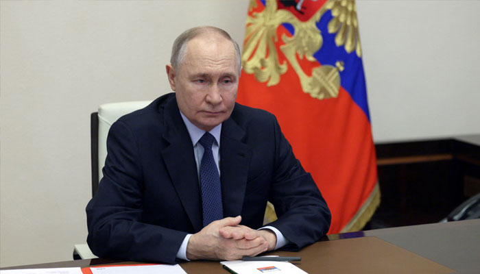 Russian President Vladimir Putin chairs a meeting with members of the Security Council of Russia via video link at the Novo-Ogaryovo state residence outside Moscow, Russia January 31, 2025. — Reuters