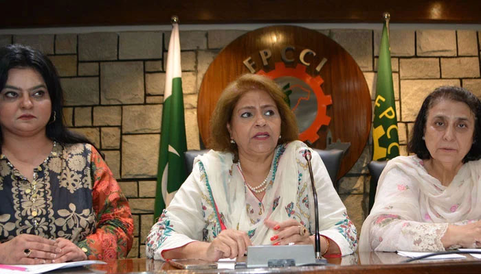 Founder and president of IWCCI Samina Fazil (centre) speaks in a meeting on July 23, 2024. — Facebook@IWCCI