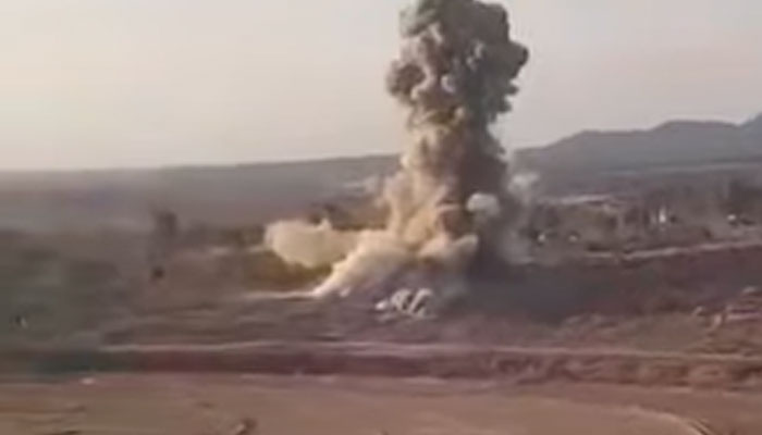 A representational image of a blast to demolish a bunker seen in this undated screengrab from a video. — Facebook@PakAfghanAffair/File