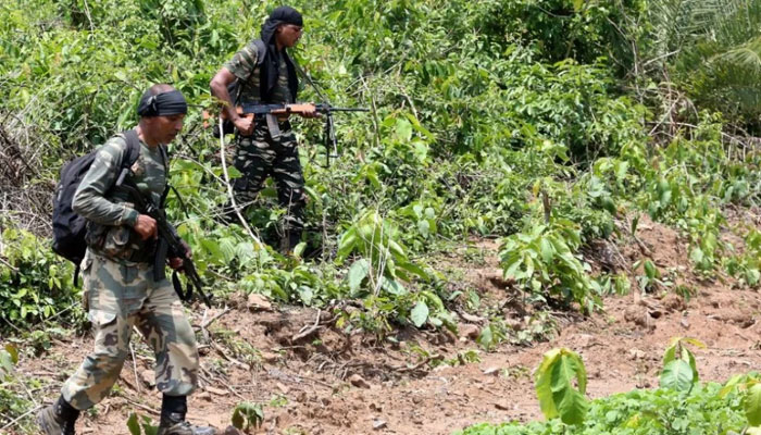 Indian military personnel patrolling in the Saranda forest area in operations against Maoist rebels in the West Singhbhum district, Jharkhand. —AFP/File