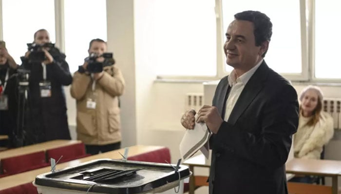 Kosovos current Prime Minister Albin Kurti casting ballots in Kosovo elections on Sunday February 9,2025. — AFP