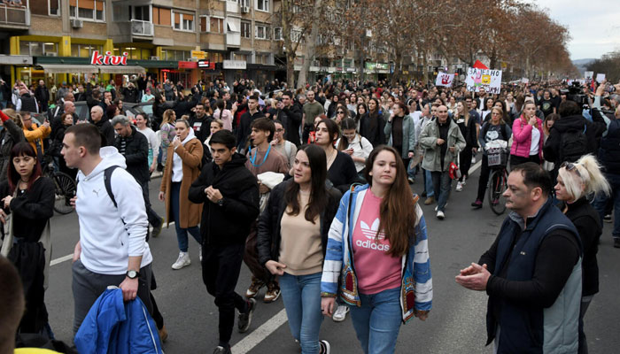 Serbian students blocked road on Sunday, February 9, 2025. — AFP/File