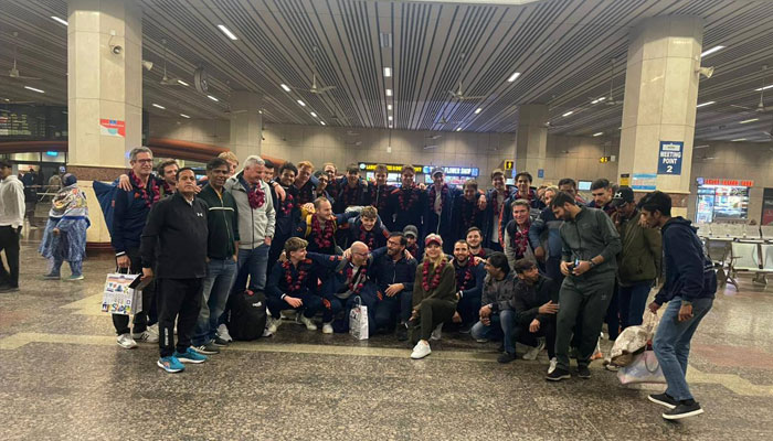 Hockey clubs from Germany and the Netherlands have arrived in Lahore at Allama Iqbal International Airport to participate in the International Clubs Hockey Series, February 11, 2025. — Facebook@muhammadyousaf.anjum