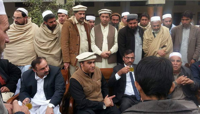 The representational image shows the All Torkham Customs Clearing Agents Association sitting in a meeting. — Facebook@torkham/File