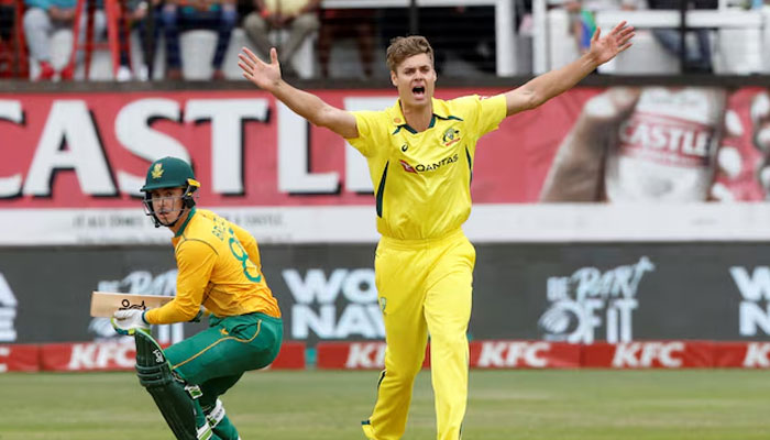 Australias Spencer Johnson appeals unsuccessfully for the wicket of South Africas Matthew Breetzke. — Reuters/File