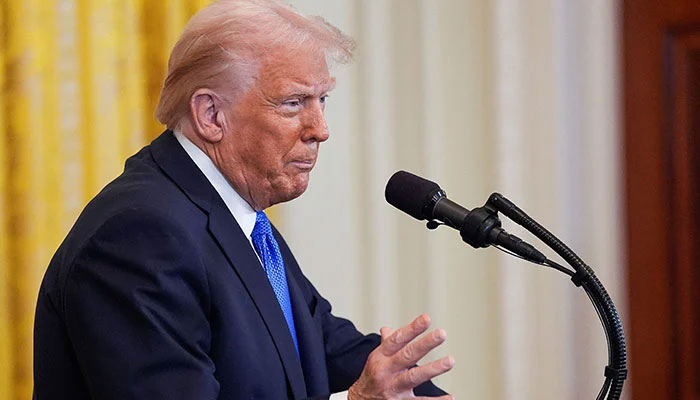 US President Donald Trump holds a joint press conference with Japanese Prime Minister Shigeru Ishiba in the East Room at the White House in Washington, US on February 7, 2025.— Reuters