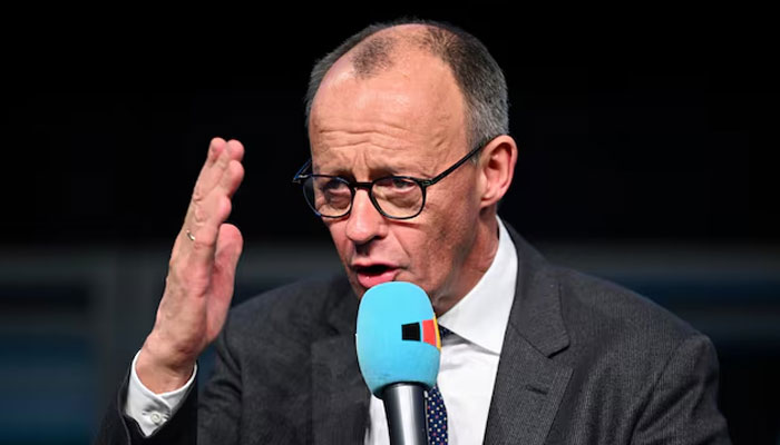 German conservative candidate for chancellor and Christian Democratic Union (CDU) party leader Friedrich Merz speaks, during a campaign event ahead of the upcoming 2025 general election, in Neubrandenburg, Germany, February 12, 2025. — Reuters