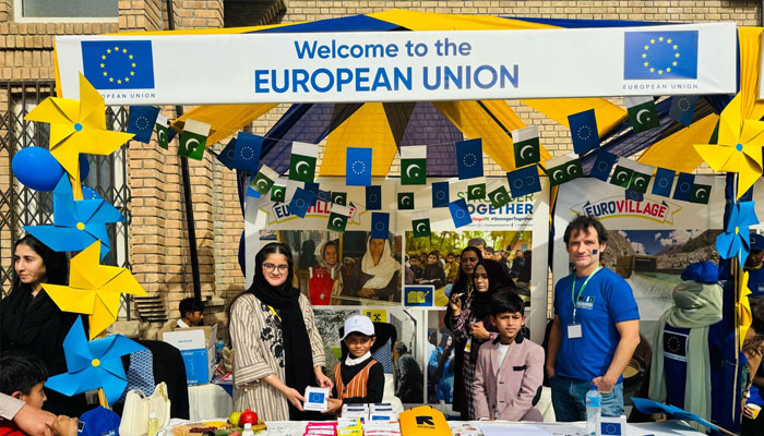 An EU stall seen at the Pakistan National Council of the Arts.— Facebook@MERFPAKISTAN/File