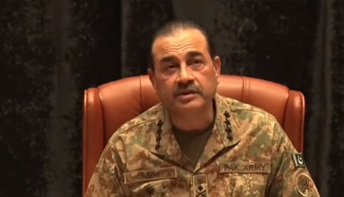 Chief of Army Staff General Asim Munir addressing the students of various universities.— Screengrab via Facebook@ISPR/File