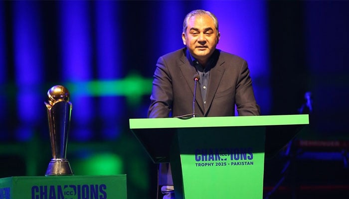 Chairman PCB Mohsin Naqvi addressing the inauguration ceremony of Champions Trophy 2025 in Lahore on February 16, 2025. — Facebook@PakistanCricketBoard