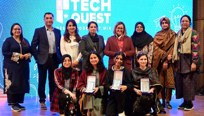 In this photo, the women are holding their certificates at the Women Tech Quest (WTQ). — Facebook@10PearlsPakistan