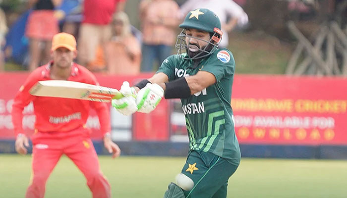 Pakistan cricket team captain Mohammad Rizwan bats against Zimbabwe in the first of the three ODIs of the series on November 24, 2024.  — Instagram/@therealpcb