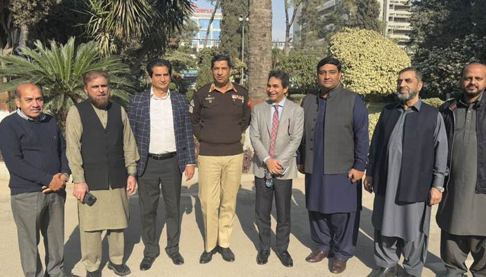 Station Commander Rawalpindi Cantt Brigadier Ahmed Nawaz (4th left) can be seen in a photo on February 17, 2025. — Facebook@imran.rasheed.12720