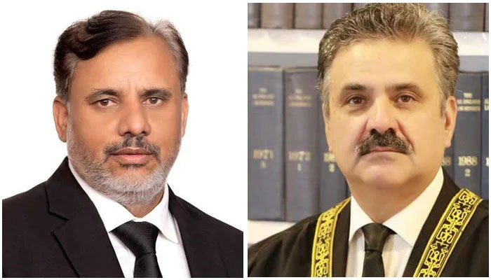 Mian Muhammad Rauf Atta, President of the Supreme Court Bar Association (left) and  Chief Justice of Pakistan Yahya Afridi. —Facebook@Mian Rauf Atta/File/SC website/File