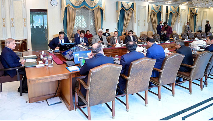 Prime Minister Muhammad Shehbaz Sharif chairs a meeting regarding Exports Development Roadmap in Islamabad on February 20, 2025.— PID