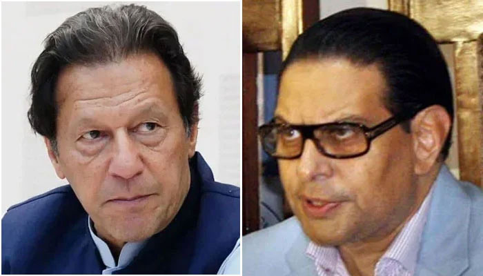 PTI founder Imran Khan (lef) and PTI Secretary General Salman Akram Raja. — Facebook@Imrankhan official/PPI/File