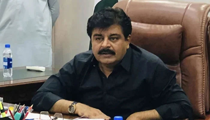 Sindh Minister for Education and Mines & Minerals Development Department Syed Sardar Ali Shah speaks at his office in this image on August 13, 2024. — Facebook@sardarshah.offical