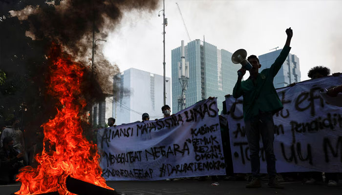 University students take part in an anti-government protest called ‘Indonesia Gelap’ (Dark Indonesia), against the recent budget efficiency policies, near the presidential palace in Jakarta, Indonesia, February 20, 2025. — Reuters