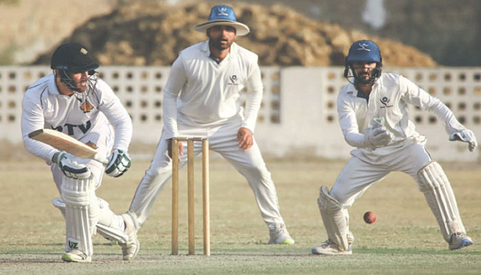KARACHI: Pakistan Television batter Taimur Khan plays a shot during the President’s Trophy.—PCB/File