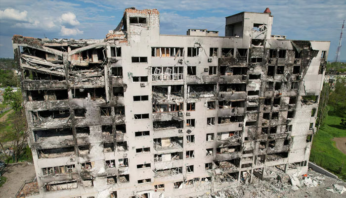 A view shows a residential building destroyed during Ukraine-Russia conflict in the southern port city of Mariupol, Ukraine May 15, 2022. Picture taken with a drone. — Reuters