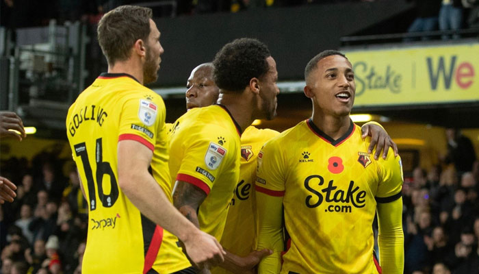 Watford players celebrating after goal. —Facebook@watfordfc/File