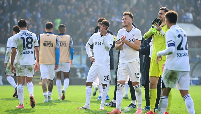 Napoli players after the end of the game. —AFP/File
