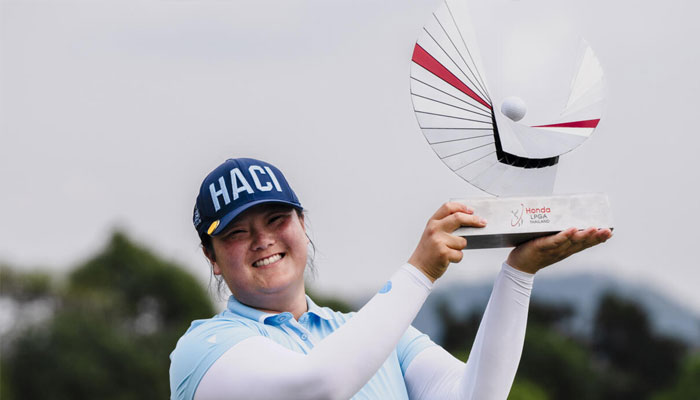Angel Yin of the United States poses with the trophy after winning the tournament following the final round of the Honda LPGA Thailand 2025 at Siam Country Club on Feb. 23, 2025 in Chon Buri, Thailand. — AFP
