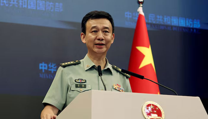 Chinese Defence Ministry spokesperson Wu Qian attends a press briefing in Beijing, China August 31, 2023. — Reuters