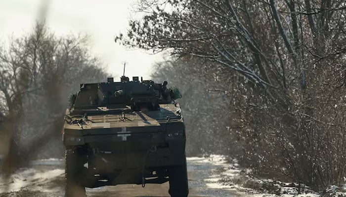 A Ukrainian serviceman drives a Rosomak armoured personnel carrier along a road, amid Russias attack on Ukraine, in Dnipropetrovsk region, Ukraine February 18, 2025. — Reuters