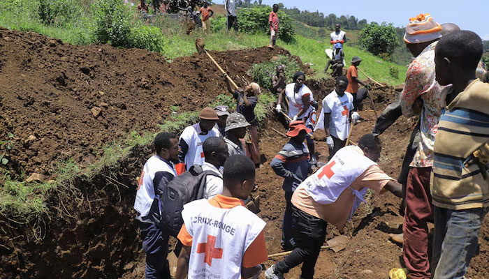 Members of the International Committee of the Red Cross (ICRC) dig a common grave at the Musigoko cemetery for the burial of bodies, following clashes between M23 rebels and the Armed Forces of the Democratic Republic of the Congo (FARDC),in Bukavu, eastern Democratic Republic of Congo February 19, 2025.— Reuters