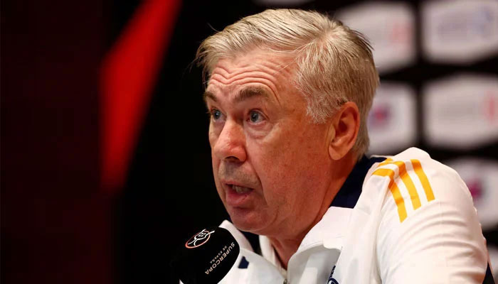 Real Madrid coach Carlo Ancelotti during a press conference at King Abdullah Sports City, Jeddah, Saudi Arabia, January 11, 2025. — Reuters