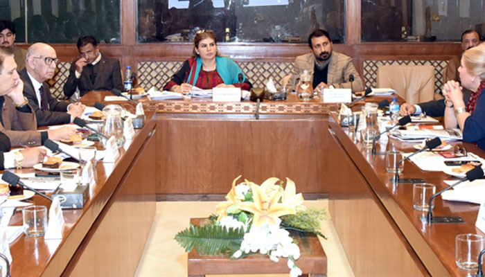 Chairperson Senate Functional Committee on Human Rights Senator Samina Mumtaz Zehri presides over a meeting at Parliament House in Islamabad on February 27, 2025. — APP