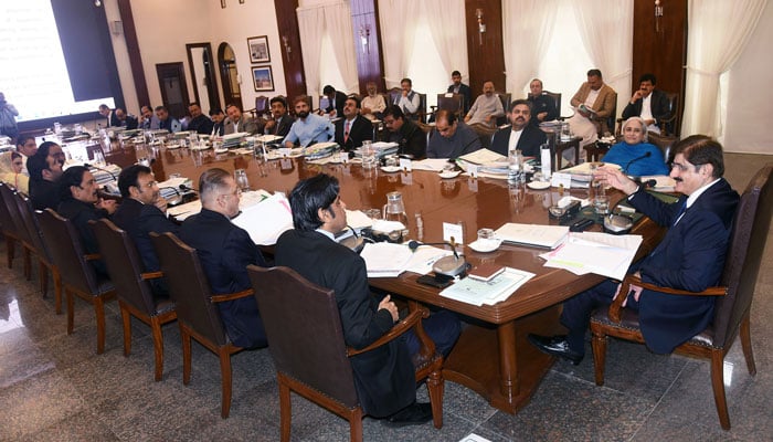 Sindh Chief Minister Syed Murad Ali Shah presides over a cabinet meeting at CM House, February 27, 2025.—Facebook@SindhCMHouse