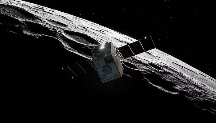 An illustration shows NASA’s Lunar Trailblazer approaching the moon as it enters its orbit. —Reuters/File