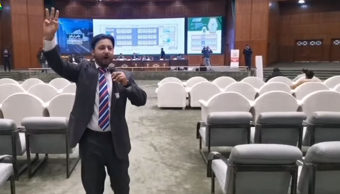 A picture taken during a four-day auction of commercial plots by the Capital Development Authority (CDA) at the Jinnah Convention Centre on February 28, 2025. — Screengrab via Facebook@cda.isb.pk