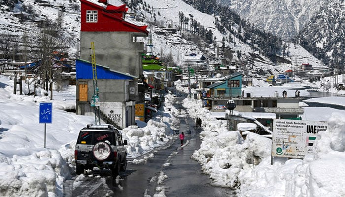 A view of snow-laden terrain in Pakistan on March 4, 2024. — AFP