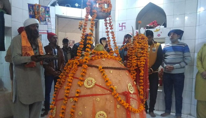 Pundit Jaya Parkash leads Maha Shivaratri rituals at the Shiva temple in Gandhian, Mansehra district, Khyber Pakhtunkhwa on February 21, 2020. — ANI