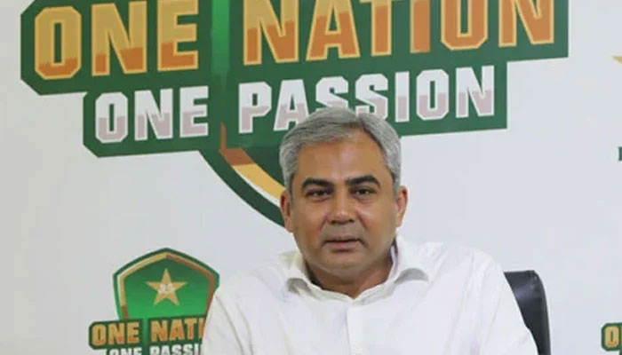 PCB Chairman Mohsin Naqvi addressing a press conference.— Facebook@PakistanCricketBoard/File