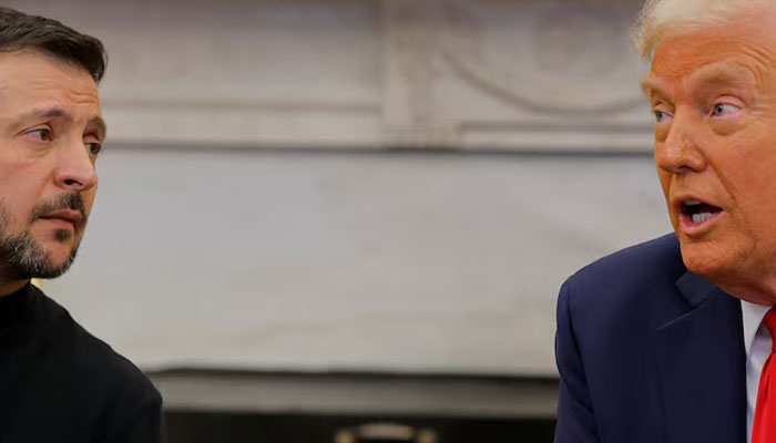 US President Donald Trump talks with Ukrainian President Volodymyr Zelenskiy at the White House in Washington, DC, US, February 28, 2025. —Reuters