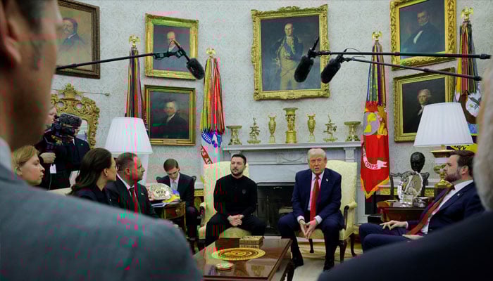 US President Donald Trump meets with Ukrainian President Volodymyr Zelensky at the White House in Washington, DC, US, February 28, 2025. — Reuters