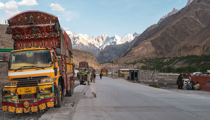 A truck parked alongside the Karakoram Highway. — APP/File