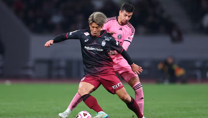 Vissel Kobe forward Yuya Osako shields the ball from Inter Miami CF midfielder Tomas Aviles (right) during the second half at Japan National Stadium.— Reuters via Naoki Nishimura-USA TODAY Sports/File