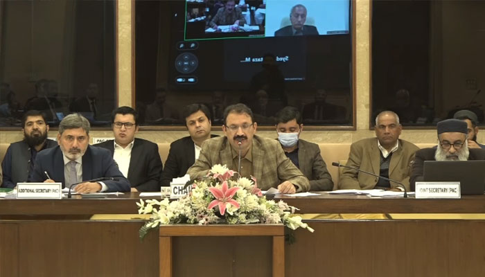 Junaid Akbar Khan, Chairman PAC chairing the meeting on March 5, 2025. — Facebook@NationalAssemblyOfPakistan