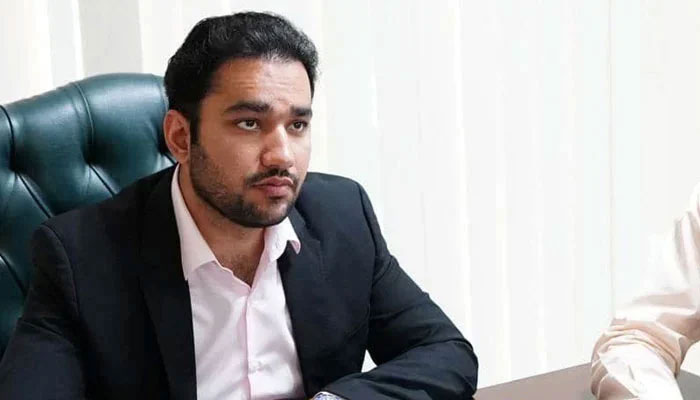 Punjab Minister for Youth Affairs Malik Faisal Ayub Khokhar looks on during a meeting on March 18, 2024. — Facebook@Faisal Ayub Khokhar