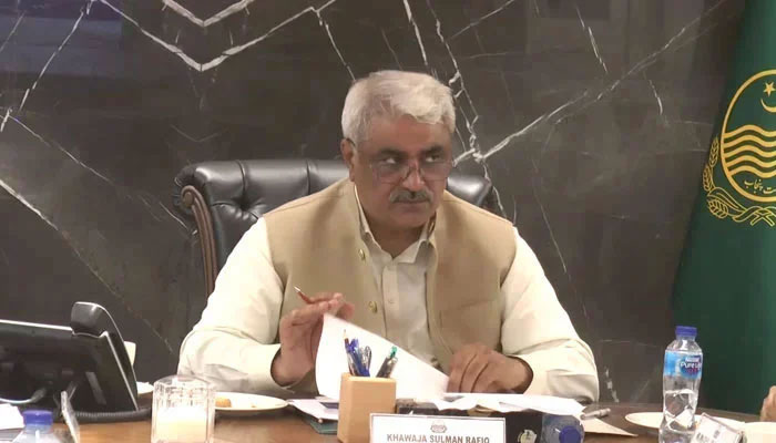 Punjab Health Minister Khawaja Salman Rafique chairs a meeting in this image taken on May 8, 2024. — Facebook@Khawaja Salman Rafique