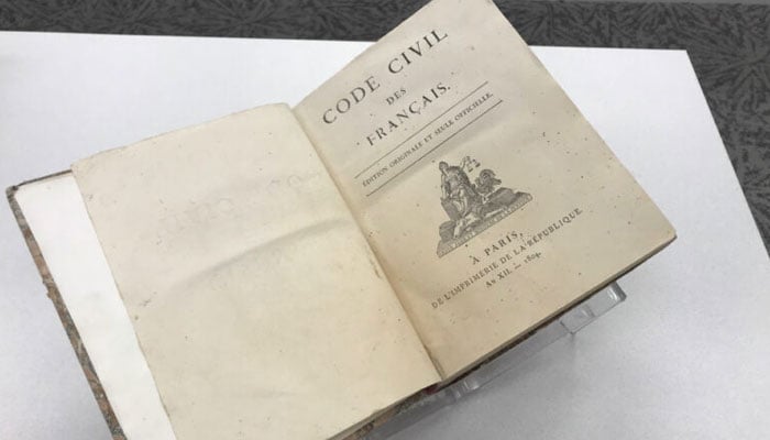 The first edition of the French Civil Code, published in Paris in 1804. — Library of Congress/File
