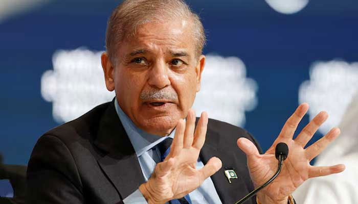 Prime Minister Shehbaz Sharif speaks at the World Economic Forum (WEF) in Riyadh, Saudi Arabia, April 28, 2024. — Reuters