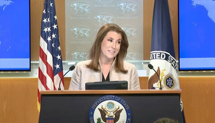 State Department spokesperson Tammy Bruce during a press briefing.— State Dept/File
