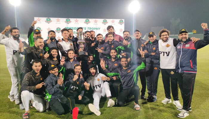 PTV players celebrating.— Facebook@PakistanCricketBoard/File